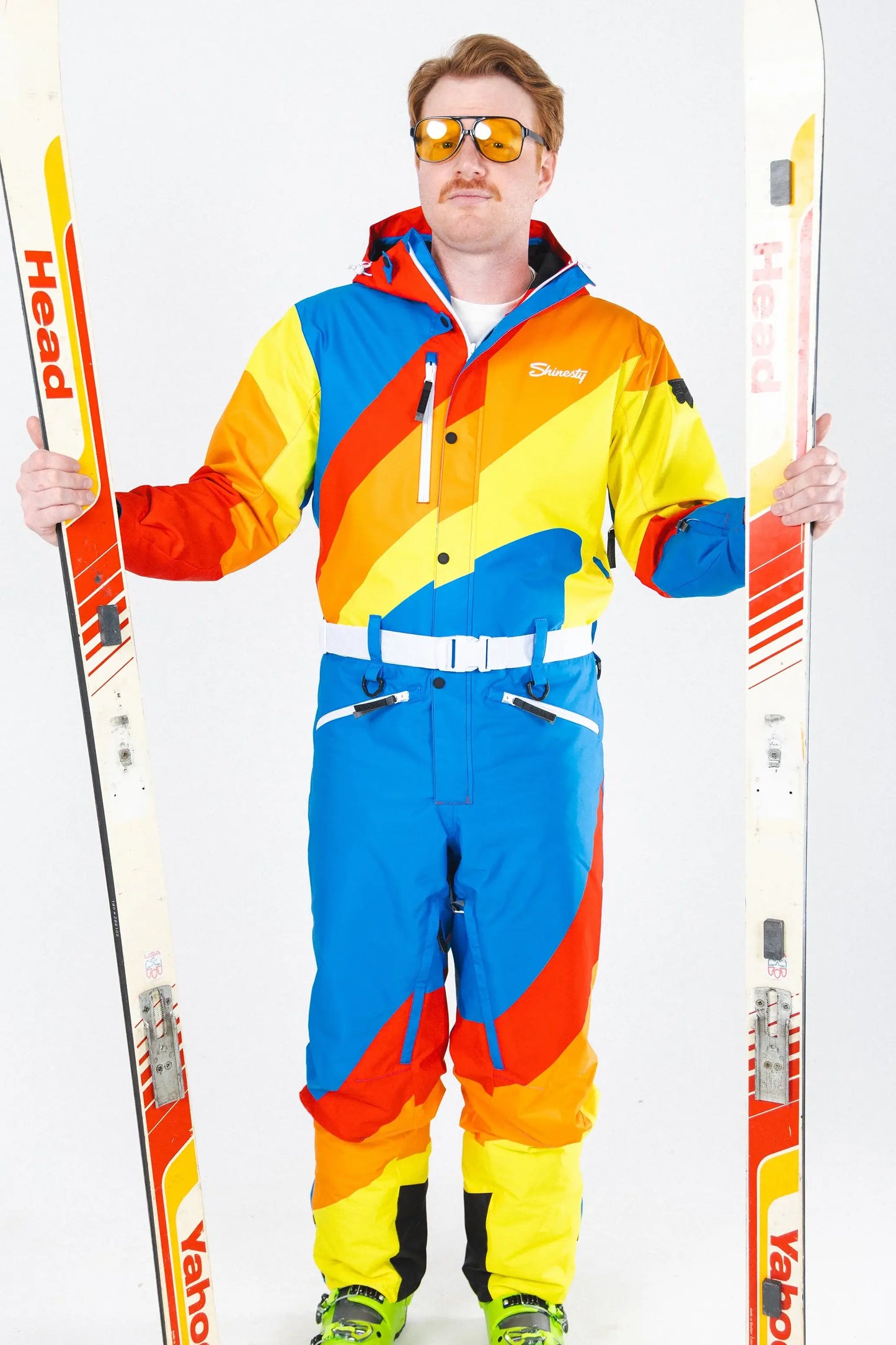 The Groovy Gondola | Orange Retro Swirl One Piece Ski Suit - Shinesty - Flyclothing LLC