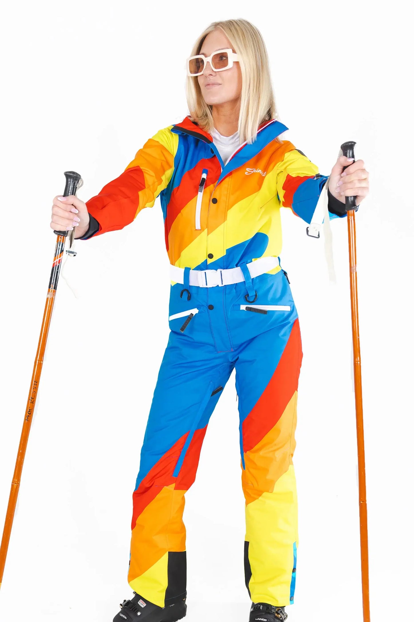 The Groovy Gondola | Orange Retro Swirl Women's One Piece Ski Suit - Shinesty - Flyclothing LLC