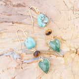 Grotto Green Agate Colorful Golden Drop Earrings - Barse Jewelry