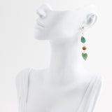Grotto Green Agate Colorful Golden Drop Earrings