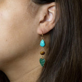Grotto Green Agate Colorful Golden Drop Earrings - Barse Jewelry