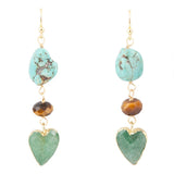 Grotto Green Agate Colorful Golden Drop Earrings - Barse Jewelry