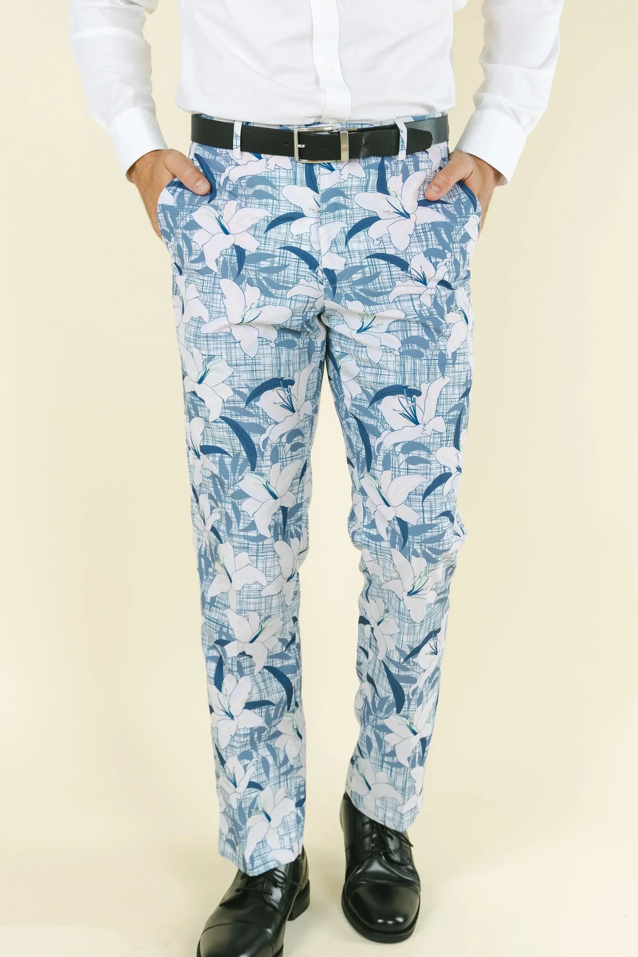 The Gilded Lily | Crosshatch Lilies Suit Pants - Shinesty - Flyclothing LLC