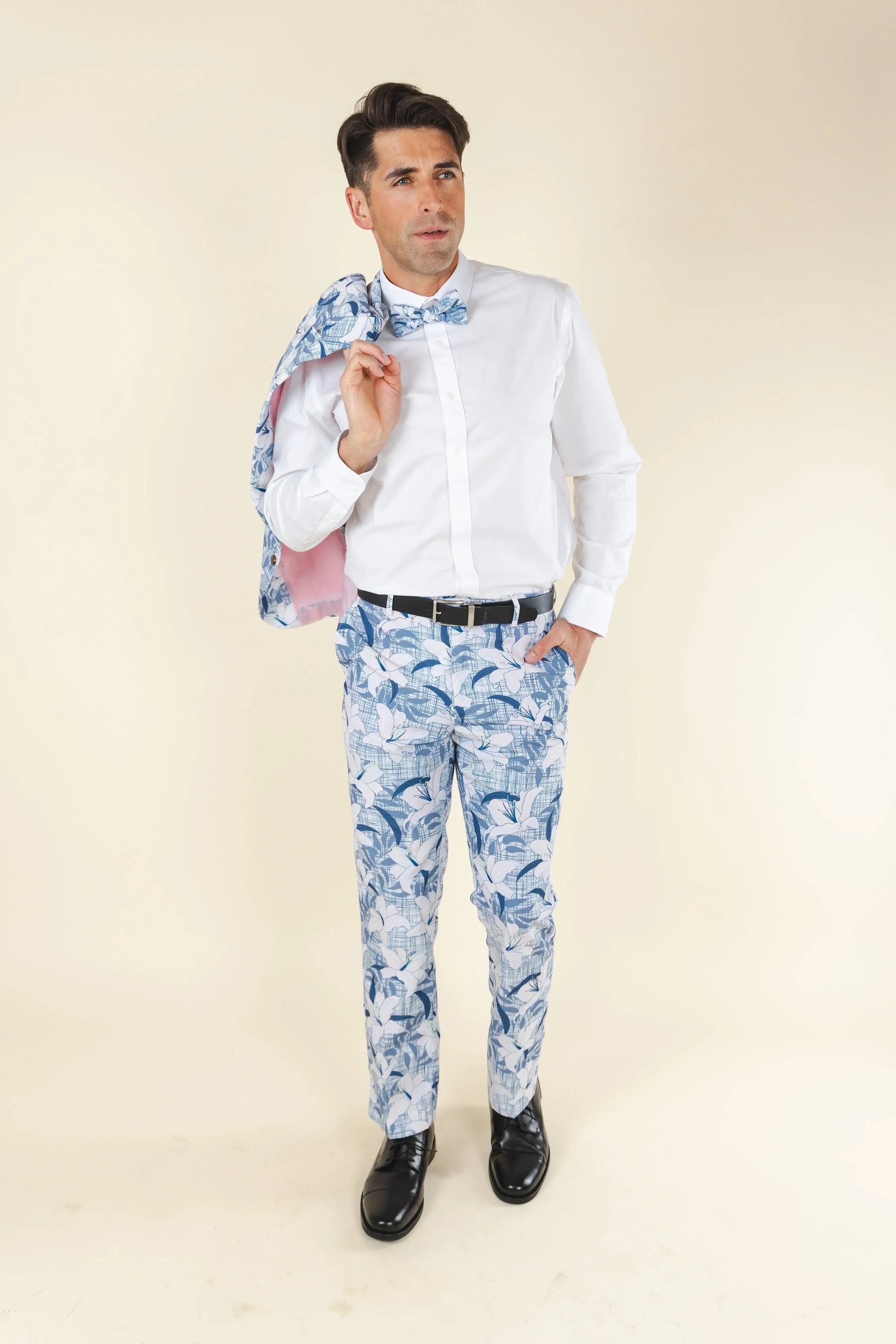 The Gilded Lily | Crosshatch Lilies Suit Pants - Shinesty - Flyclothing LLC