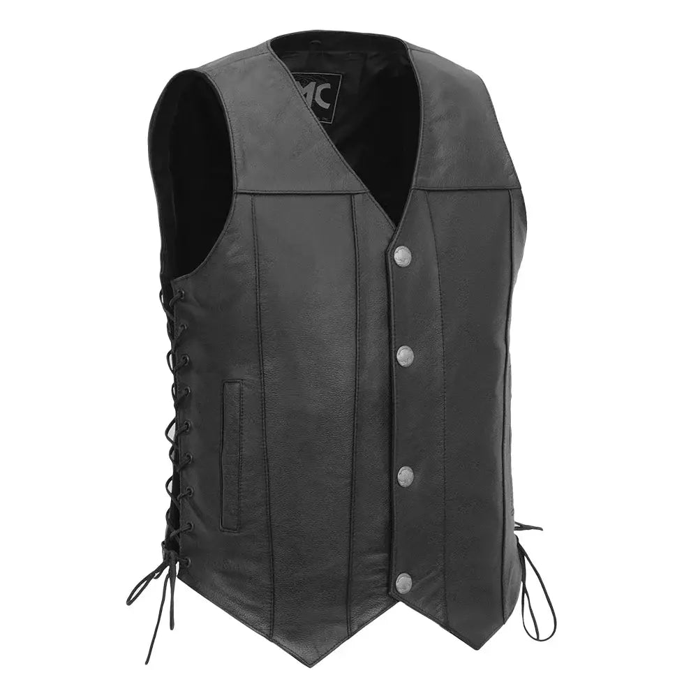Gun Slinger Men's Motorcycle Western Style Leather Vest - First Manufacturing Company - Flyclothing LLC