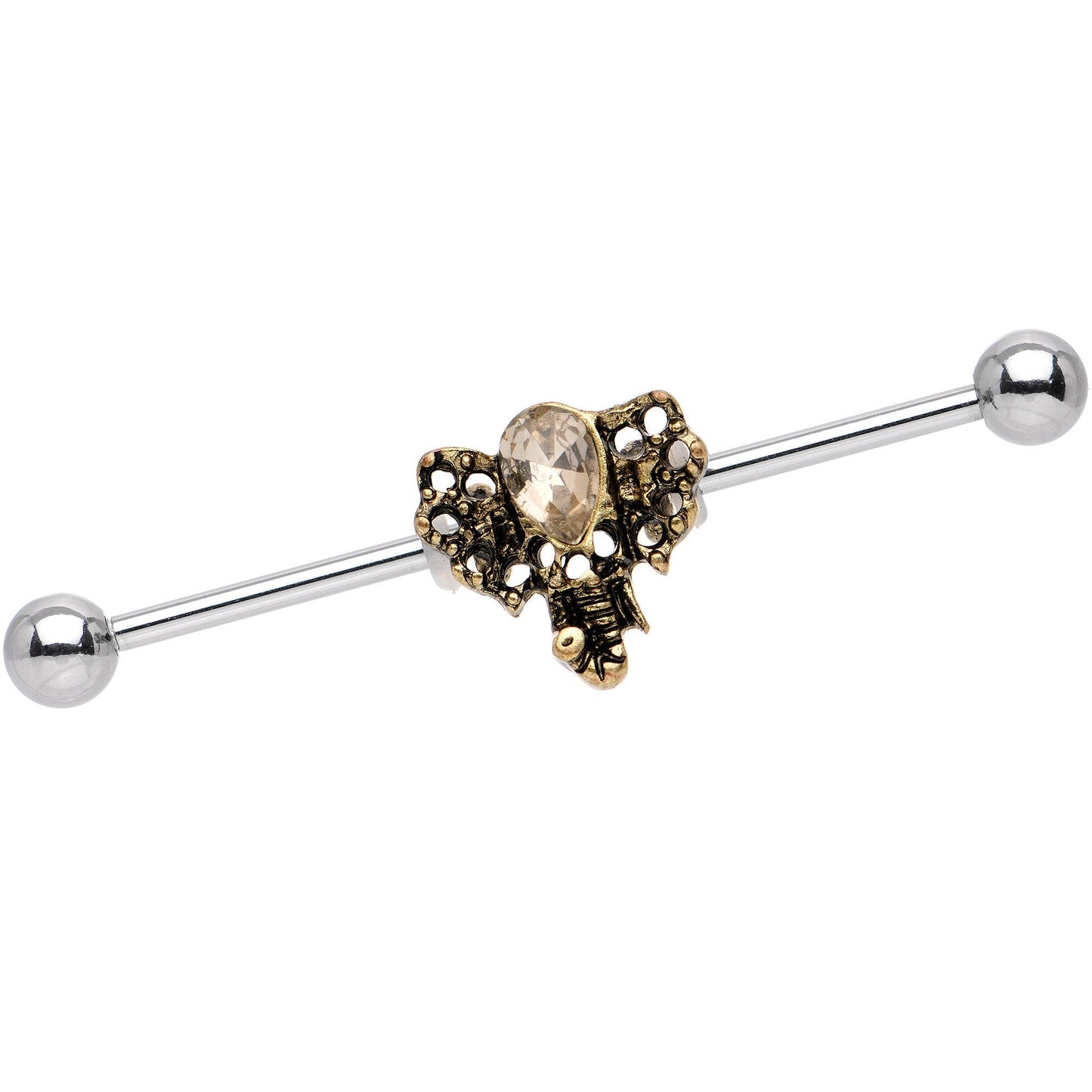 14G Clear Gem Elegant Elephant Industrial Barbell 38mm - BodyCandy - Flyclothing LLC