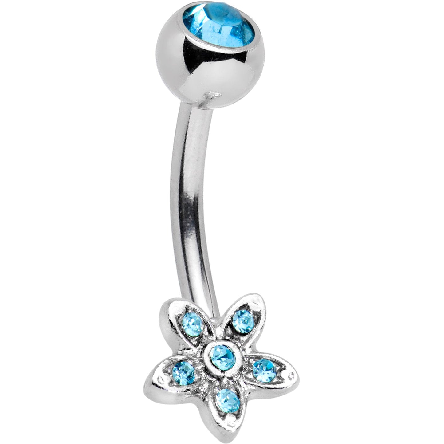 Blue Gem Field of Flowers Dangle Belly Ring - BodyCandy - Flyclothing LLC