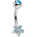 Blue Gem Field of Flowers Dangle Belly Ring - BodyCandy - Flyclothing LLC