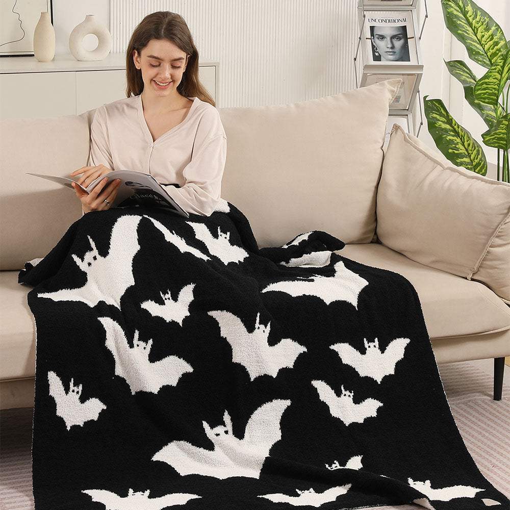 Halloween Bat Patterned Reversible Throw Blanket - Madeline Love - Flyclothing LLC