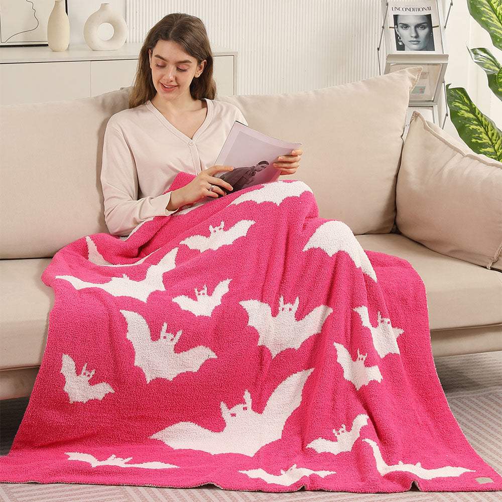 Halloween Bat Patterned Reversible Throw Blanket - Madeline Love - Flyclothing LLC