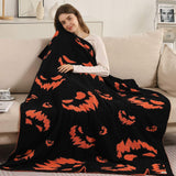 Halloween Bat Patterned Reversible Throw Blanket - Madeline Love - Flyclothing LLC