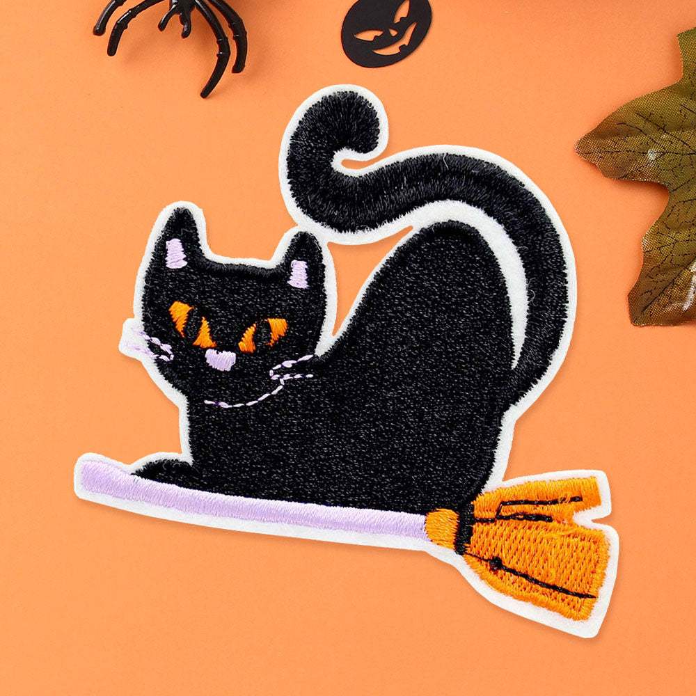 Halloween Black Cat Iron On Patch - Madeline Love - Flyclothing LLC