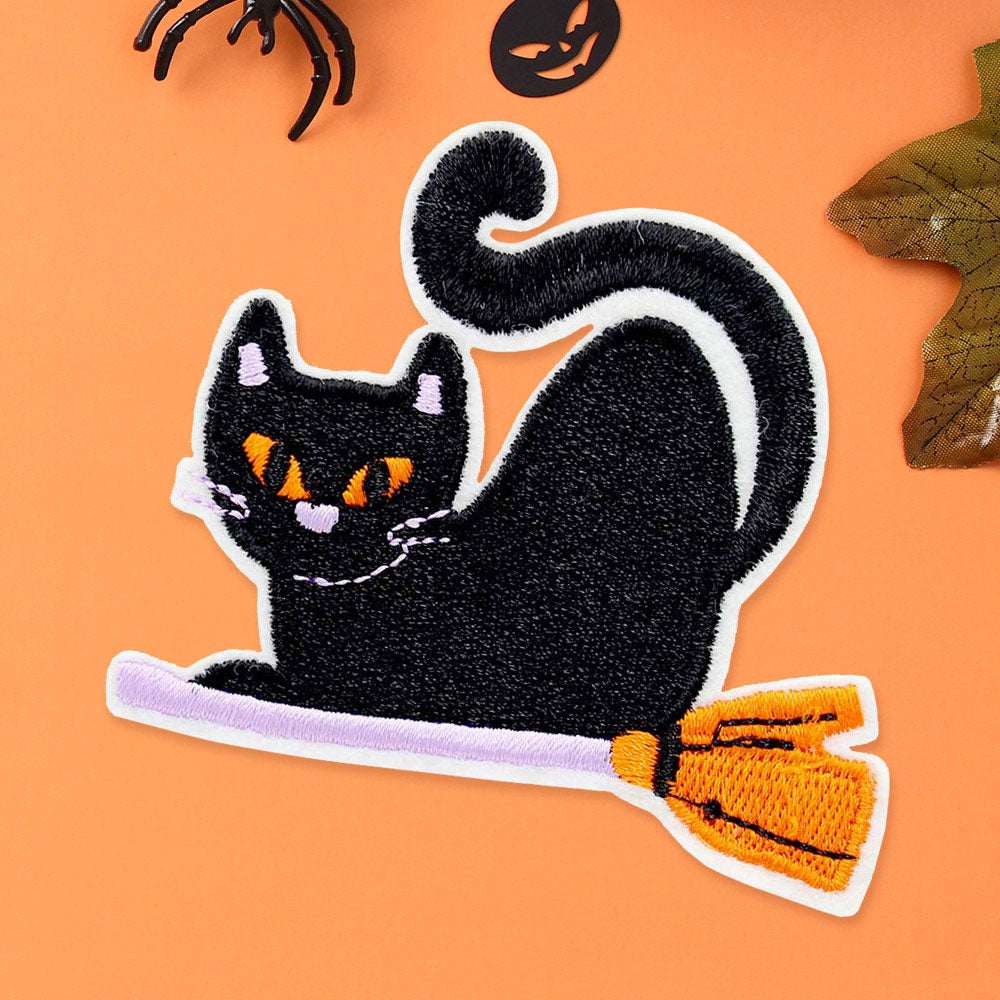 Halloween Black Cat Iron On Patch - Madeline Love - Flyclothing LLC