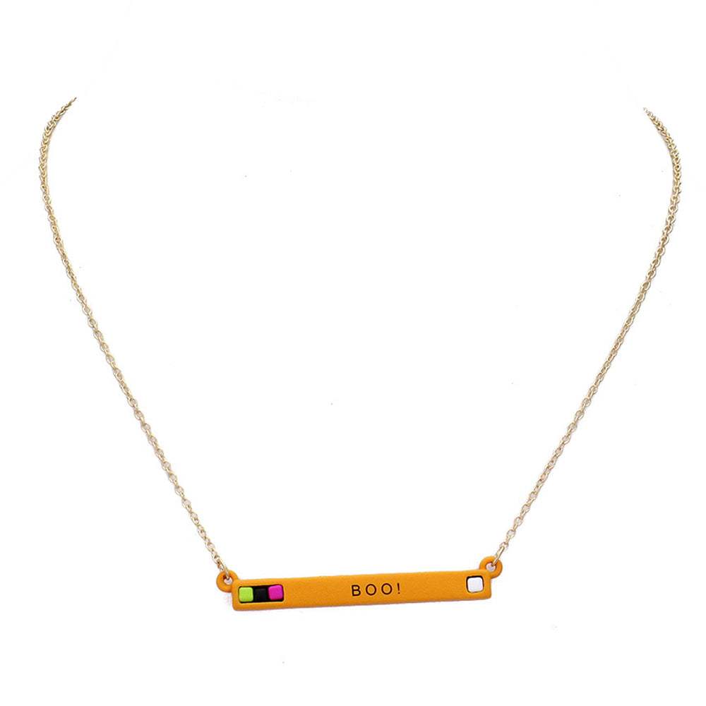 Halloween Boo Bar Cube Resin Pendant Necklace Earring Set - Madeline Love - Flyclothing LLC