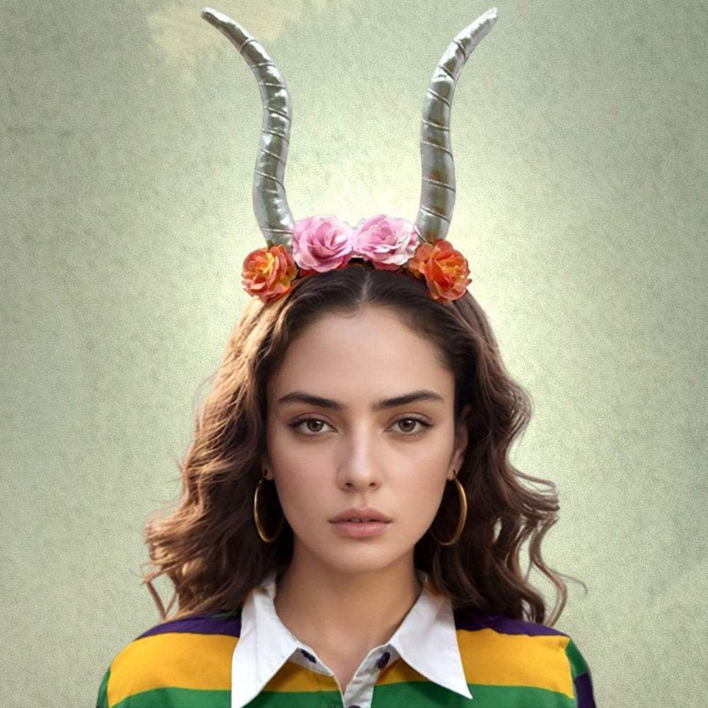 Halloween Floral Horned Crown Headband - Madeline Love - Flyclothing LLC