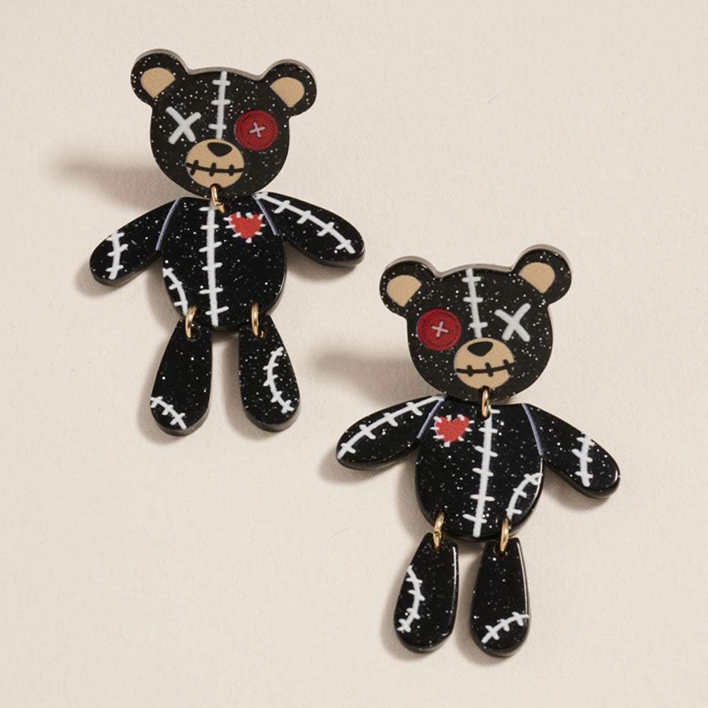 Halloween Stitched Teddy Bear Earrings - Madeline Love - Flyclothing LLC