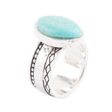Hammered Big Sterling Silver and Blue Turquoise Ring - Barse Jewelry