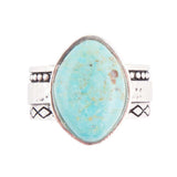 Hammered Big Sterling Silver and Blue Turquoise Ring - Barse Jewelry