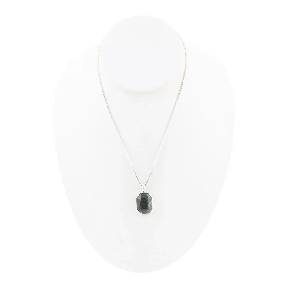 Hammered Green Seraphinite and Sterling Silver Pendant Necklace - Barse Jewelry - Flyclothing LLC