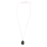 Hammered Green Seraphinite and Sterling Silver Pendant Necklace - Barse Jewelry