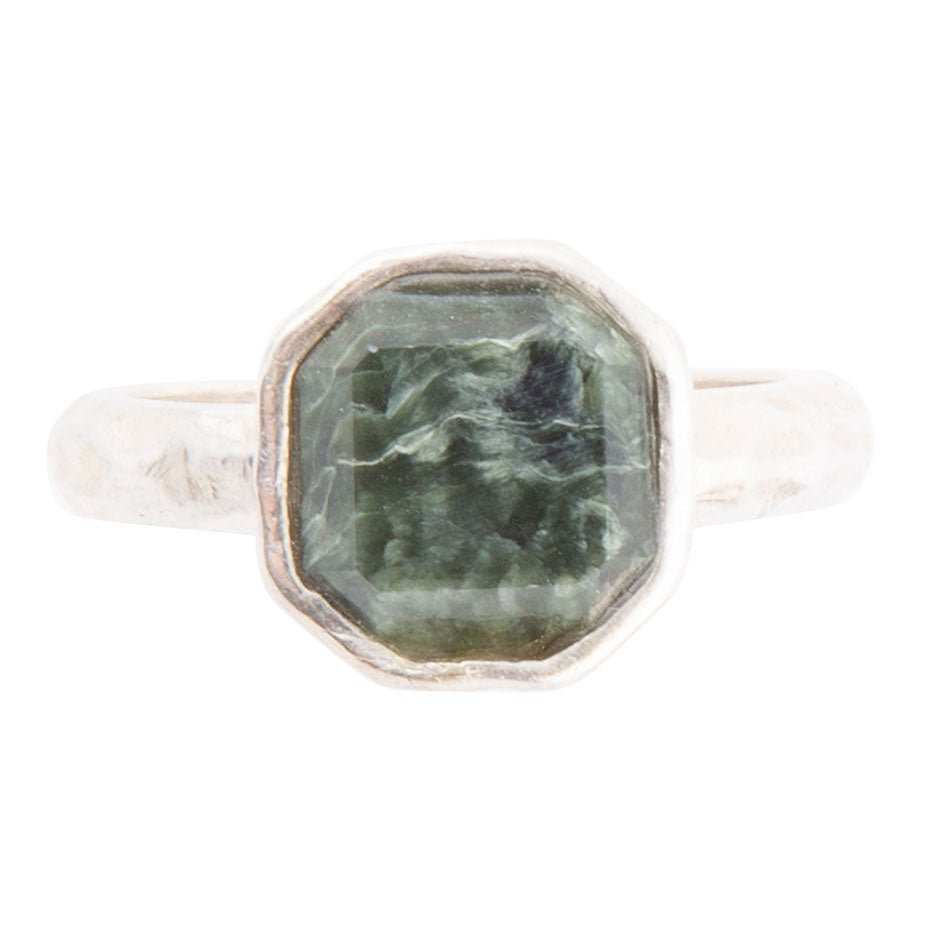 Hammered Green Seraphinite Sterling Silver Ring - Barse Jewelry - Flyclothing LLC