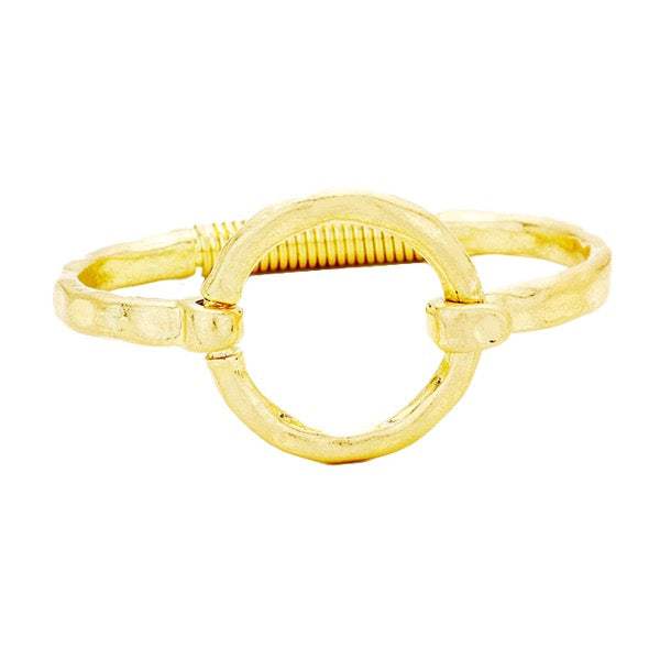 Hammered Metal Hoop Hook Cuff Bracelet - Madeline Love - Flyclothing LLC