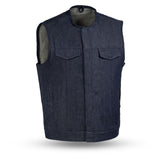 Haywood Men's Motorcycle Denim Vest - Blue - First Manufacturing Company - Flyclothing LLC