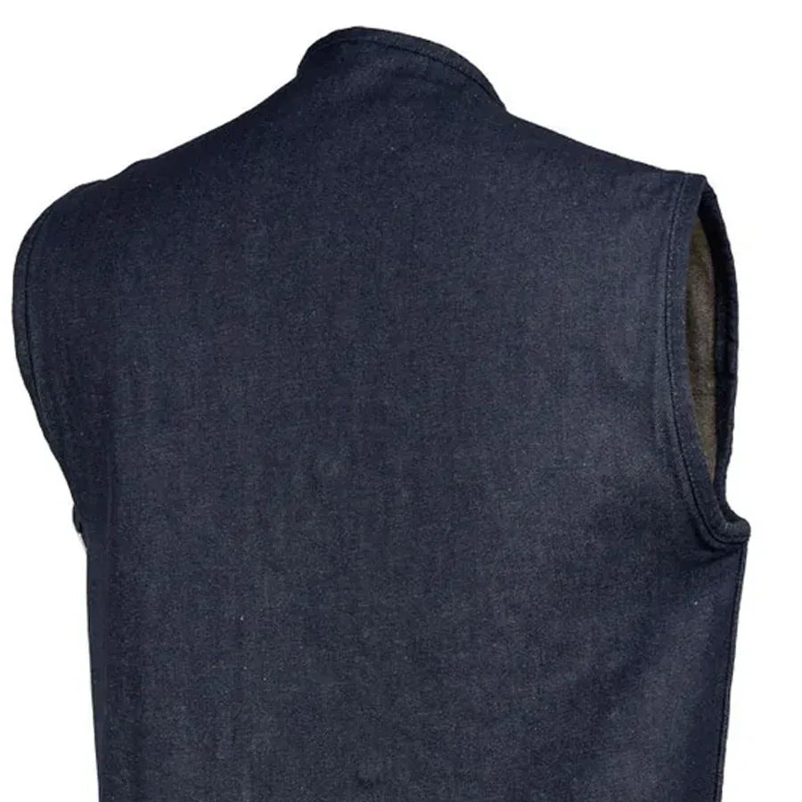 Haywood Men's Motorcycle Denim Vest - Blue - First Manufacturing Company - Flyclothing LLC