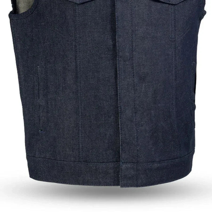 Haywood Men's Motorcycle Denim Vest - Blue - First Manufacturing Company - Flyclothing LLC