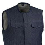 Haywood Men's Motorcycle Denim Vest - Blue - First Manufacturing Company - Flyclothing LLC
