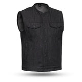 Haywood Men's Motorcycle Denim Vest - Black - First Manufacturing Company - Flyclothing LLC