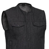 Haywood Men's Motorcycle Denim Vest - Black - First Manufacturing Company - Flyclothing LLC