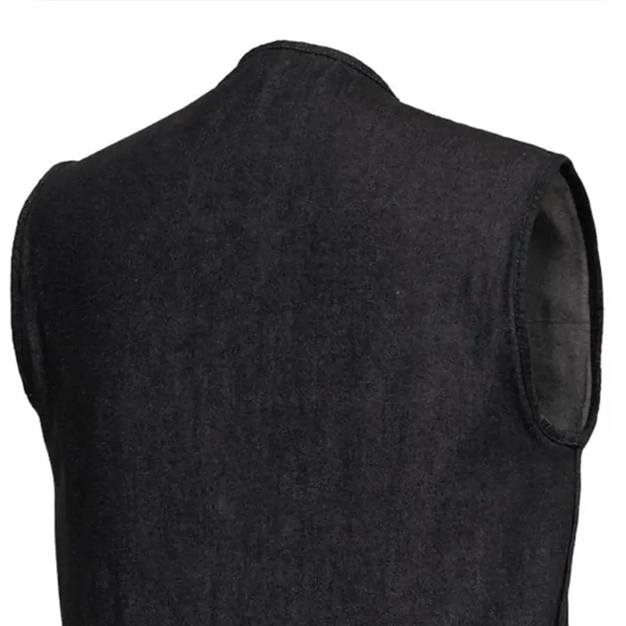 Haywood Men's Motorcycle Denim Vest - Black - First Manufacturing Company - Flyclothing LLC