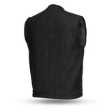 Haywood Men's Motorcycle Denim Vest - Black - First Manufacturing Company - Flyclothing LLC