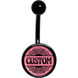 Custom Pink Mandala Personalized Name Black Belly Ring - BodyCandy - Flyclothing LLC