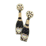 Heart Accented Beaded Champagne Dangle Earrings - Madeline Love - Flyclothing LLC