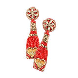 Heart Accented Beaded Champagne Dangle Earrings - Madeline Love - Flyclothing LLC