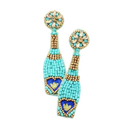Heart Accented Beaded Champagne Dangle Earrings - Madeline Love - Flyclothing LLC