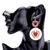 Heart Candy Cane Accented Round Polymer Clay Dangle Earrings - Madeline Love - Flyclothing LLC