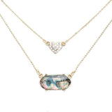 Heart Hexagon Bead Pendant Double Layered Necklace - Madeline Love - Flyclothing LLC