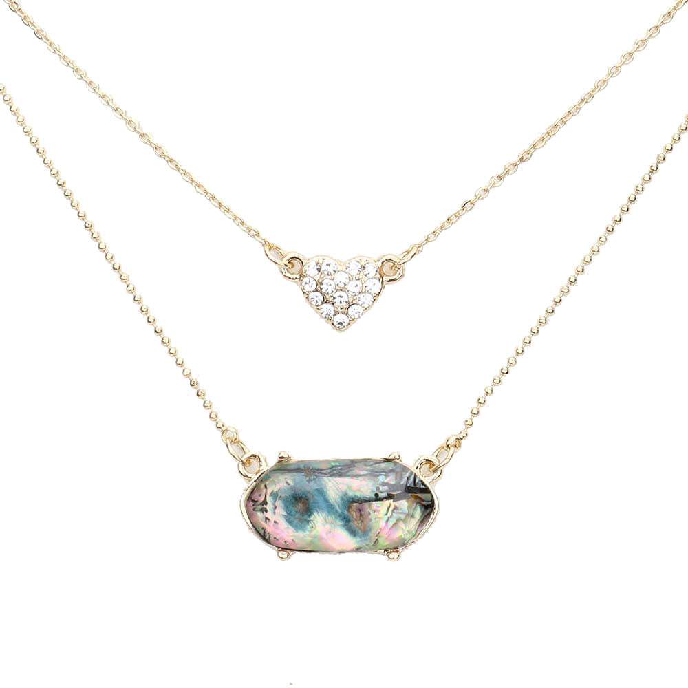 Heart Hexagon Bead Pendant Double Layered Necklace - Madeline Love - Flyclothing LLC