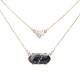 Heart Hexagon Bead Pendant Double Layered Necklace - Madeline Love - Flyclothing LLC