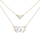 Heart Hexagon Bead Pendant Double Layered Necklace - Madeline Love - Flyclothing LLC