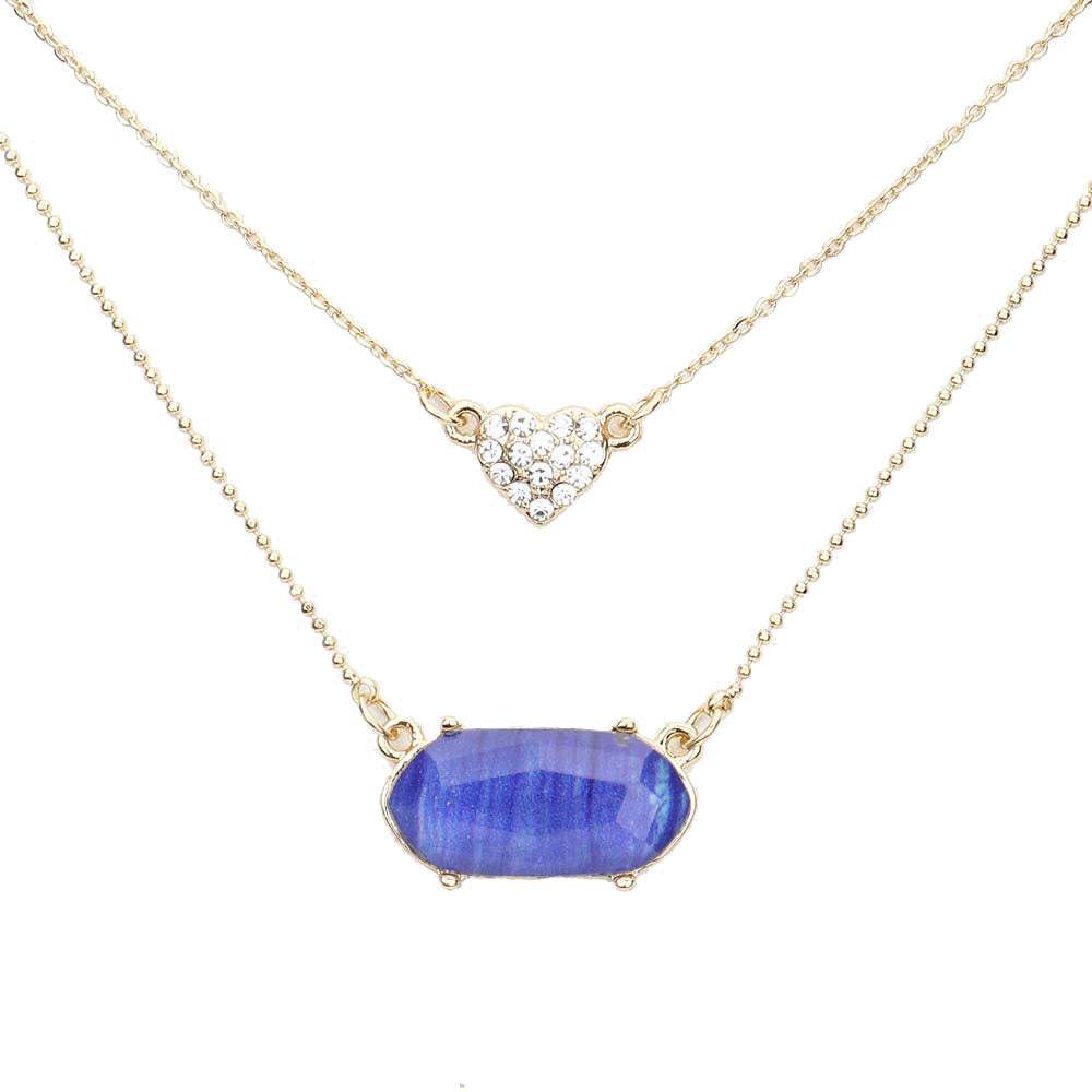 Heart Hexagon Bead Pendant Double Layered Necklace - Madeline Love - Flyclothing LLC
