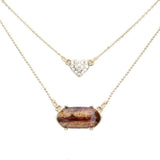 Heart Hexagon Bead Pendant Double Layered Necklace - Madeline Love - Flyclothing LLC