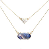 Heart Hexagon Bead Pendant Double Layered Necklace - Madeline Love - Flyclothing LLC