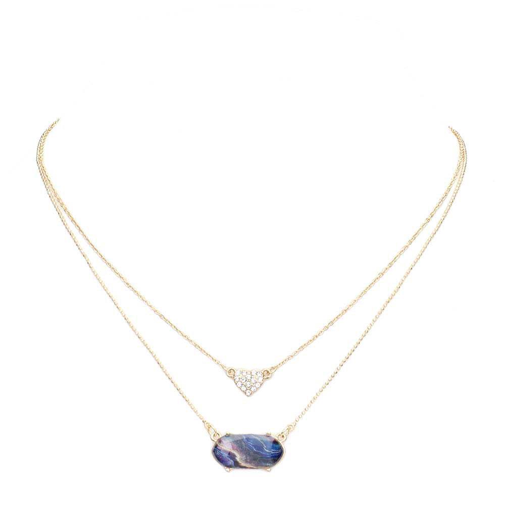Heart Hexagon Bead Pendant Double Layered Necklace - Madeline Love - Flyclothing LLC