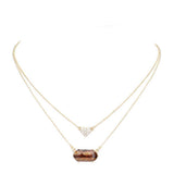 Heart Hexagon Bead Pendant Double Layered Necklace - Madeline Love - Flyclothing LLC