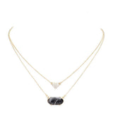 Heart Hexagon Bead Pendant Double Layered Necklace - Madeline Love - Flyclothing LLC