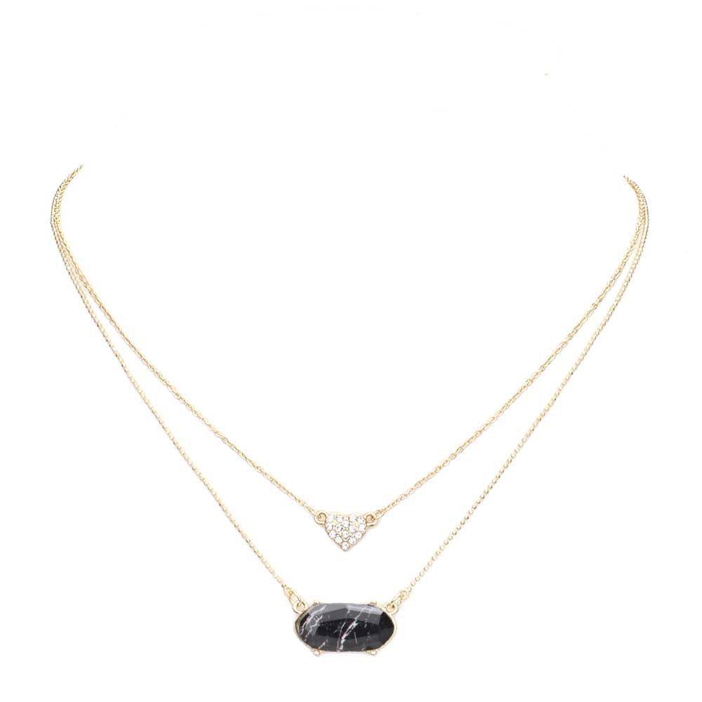 Heart Hexagon Bead Pendant Double Layered Necklace - Madeline Love - Flyclothing LLC
